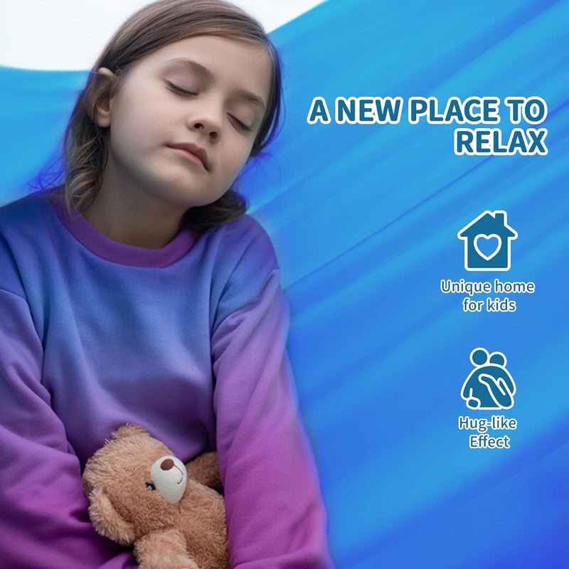 OUTREE Double Layer Therapy Swing with 360 Swivel Hanger, Healing & Relaxing Cuddle Swing for Kids and Adults with Autism, ADHD, Sensory Processing Disorder (Orange-Green Gradient) - Image 4